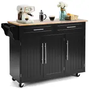 Costway Large Kitchen Island Trolley Shelves Adjustable w/Knite Towel Rack Black