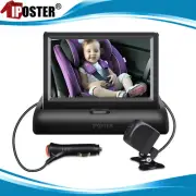 Baby Monitor Car Mirror Camera View Infant in Rear Facing Seat 4.3" Screen 4PIN