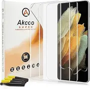 [3 Pack]Galaxy S21 Ultra Screen Protector Tempered Glass,Akcoo Full Screen Adhesive [Liquid Dispersion Tech] Glass film for Samsung Galaxy S21 Ultra 5G