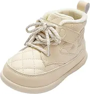 [Balabala] Toddler's Lace-Up Quilted Winter Boots, Comfortable Anti-Slip Hook and Loop Warm Boots