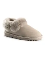 [Aus Wooli Ugg] Sheepskin Wool Traditional Ankle Slippers in Light Grey