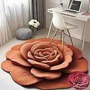 Floral Plush & Diatomaceous Earth Floor Mat, 3D Visual Flower Shaped Diatom Mud Floor Rugs, Non Slip Quick Dry Bath Mat Rug with Brush,for Bedroom, Kitchen, Bathroom, Sofa (#G,L)