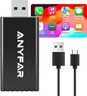 Wireless CarPlay Adapter for iPhone, Dual-core 5G Chip (Upgraded), Auto-connect in Seconds, 5.8Ghz WiFi No Lag, Car Play Dongle with USB-C & USB-A Cables for OEM Wired CarPlay Car from 2017, ANYFAR A4