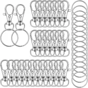 104PCS Swivel Snap Hooks with Key Rings, Metal Lobster Claw Clasp, Keychain Ring