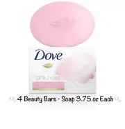 4 Dove Beauty Bars Pink/Rosa Deep Moisture Mild Soap Plant Based - Face & Body