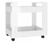 vidaXL Desk Trolley High Gloss White 60x45x60 cm Engineered Wood