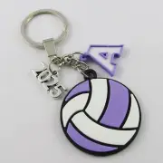Personalised 2025 Netball Charm Keychain Lilac and White Sport Gift Pick Initial