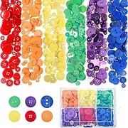 600 Pcs Round Resin Buttons Blend Color Assorted Sizes Sewing Buttons with 6 Grid Plastic Storage Box for DIY Sewing Manual Button Painting Handmade Decoration, 2 Holes and 4 Holes