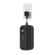 Short Extension Cord Surge Protector, 6 AC Outlets with 4 USB Fast Charge (5V...