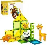 UONNO Magnetic Tiles Forest Animals Magnetic Building Blocks Set for Kids Educational STEM Toys Construction Set for Girl Boy Birthday Gifts Toddler Ages 3 4 5 6 7 8