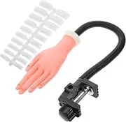 DONFAMDS 100pcs Flexible Movable Fake Hand with Artificial Nails Professional Nail Art Practice Tool for Beginners Lightweight and Portable Model for Manicure Training