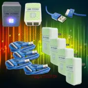 4X 4 USB PORT HUB AC WALL ADAPTER+10FT CABLE POWER CHARGER SYNC BLUE GALAXY TAB