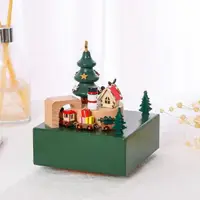 在飛比找momo購物網優惠-【Star 星】聖誕節音樂盒 木製旋轉音樂盒 交換禮物(旋轉