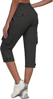 [MoFiz] Women's Cargo Capris Pants with Pockets Lightweight Quick Dry Travel Hiking Summer Pants for Women