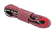 3/8" Red Synthetic Winch Rope with Clevis Hook | 85 FT - RS116
