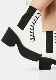 [Lemon Drop by Privileged] White Ruben Platform Combat Boots
