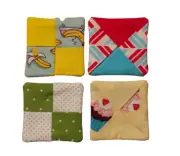 Wine Glass Coasters - Set of 4 - Fun Bright Multi-Color - Machine Washable