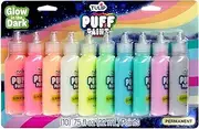 Tulip Puff Paint Glow in the Dark Colors 10-pack, Multi-Surface, Premium Quality, Nontoxic & Waterproof Craft Paint, Permanent on Fabric, 10-pack