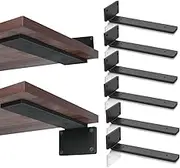 Shelf Bracket, 6 Pack 8 Inch Long L-Shaped Floating Shelf Bracket, Heavy Duty Shelf Bracket, 1/5-Inch Thick Metal Wall Shelf, 160 Lb Weight Capacity, Wood Shelf Support DIY Bracket (Matte Black)