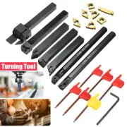 7PCS 10mm Shank Lathe Boring Bar Turning Tool Holder Set +Wrench Carbide Inserts