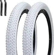 SIMEIQI Pair of 14"/16"/18"/20"x2.125" Bike Tires White for Trail Road Urban Pavement Kid's Replacement Bicycle Tyres Compatible with 14/16/18/20x1.75/1.95/2.0/2.125 Tire Wheel