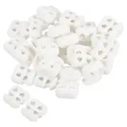 Cord Locks, 100 Pack Oval Spring Toggle Stopper, White