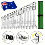 16 Pcs Trade Grade Ratchet Flex Head Gear Spanner Set CR-V Metric 6-22mm