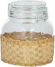 Kip Glass/Woven Canister, 11 cm x 14.5 cm Size, Clear/Natural