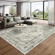 Area Rugs for Living Room Boho Large Area Rug Vintage Machine Washable Rugs Carpet Non-Slip Distressed Carpet Area Rugs Print Floor Rug Mat for Livingroom,Bedroom, Office (CreamGreen, 200X300CM)