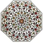 Octagon Marble Dining Table Top Pietra Dura Art Restaurant Table with Royal Look