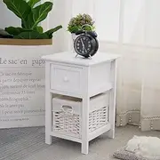 Bedside Table with Basket White