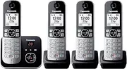 [Panasonic] KX-TG6864GB Cordless Phone with 4 Handsets and Answering Machine (Lock up to 1,000 Phone Numbers, Clear Font Size, Loud Handset, Full Duplex Hands-Free Calling) Black/Silver
