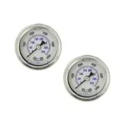 2 PACK LIQUID FILLED PRESSURE GAUGE 0-5000 PSI, 1.5" FACE, 1/8" NPT BACK MOUNT