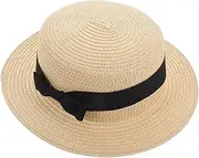 [BESPORTBLE] Ladies Sun Hat with Wide Brim Foldable Summer Beach Hat for UV Protection for Travel Outdoor Activities Cute Bowknot Design with Woven Flowers for Ocean Days White