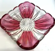 VTG Indiana Glass Ruby Flash Red Cranberry Candy Dish 7 IN SQUARE