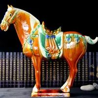 在飛比找蝦皮購物優惠-熱銷*爆款唐三彩陶瓷馬擺件國禮大馬工藝禮品客廳裝飾品中式博古