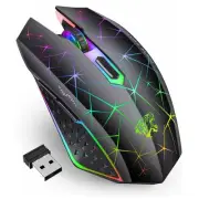 V7 Wireless Gaming Mouse, Rechargeable LED Wireless Mouse Silent Optical Rain...