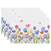 Tulip Flower Spring Placemats Set of 6-12 x 18 Inch - Easter Summer Seasonal