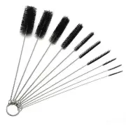 Lab Brush Set of 10 for pipe cleaner, test tube, glassware, bottle, tubing Fluva