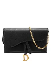 Dior Saddle Wallet in Black Goatskin