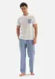 White Tshirt & Pants, Crew Neck, Regular Fit, Long Leg, Short Sleeve Sleepwear for Men