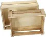 2Pcs Wooden Storage Crate Rustic Nesting Organizer Bins for Home Decor Capacity Design for Bathroom Bedroom Vintage Farmhouse Style