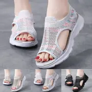 Women Summer Mesh Beach Slip On Sport Hollow Casual Open Toe Flat Soft Bottom