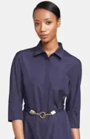 NWT $395+ Max Mara ERBERT Corded Belt in Navy Blue Sz M = 30