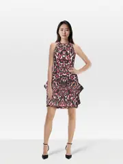 Animal Print Halter Neck Knee Length Dress