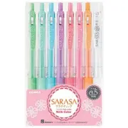 Zebra Gel Ballpoint Pen Sarasa Clip 0.5mm Milk 8 colors set JJ15-8C-MK