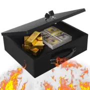 Fireproof Document Box, Fire Resistant Safe Box with Key Lock for Home, Porta...