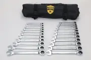 22-Piece Ratcheting Wrench Set，Metric & SAE Chrome Vanadium Steel Hand Combin...