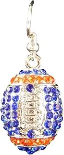 Team Colored Football Shaped Rhinestone Bling Earrings