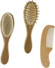 VICASKY Natural Wooden Baby Brush Set Baby Shampoo Brush for Newborn Scalp Care